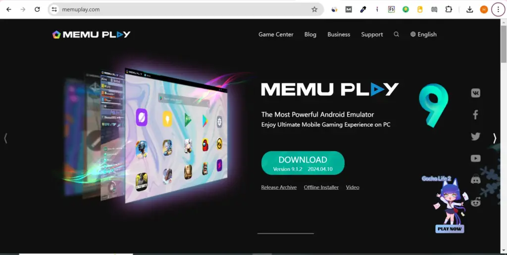 Go to the memu Play official app.